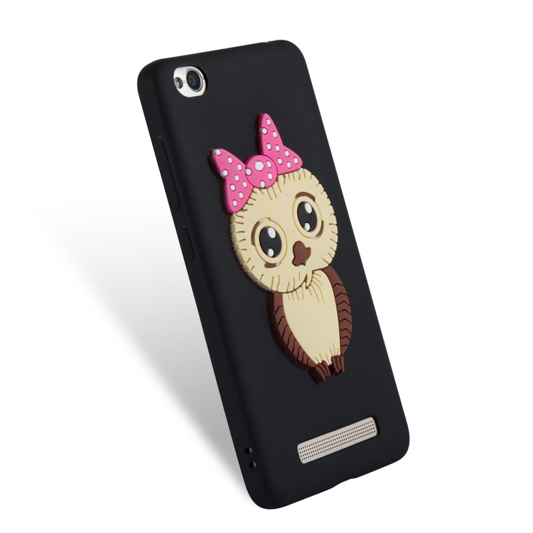 Lovely 3D Owl with Bowknot Pattern TPU Case for Xiaomi Redmi 4a - Black-6