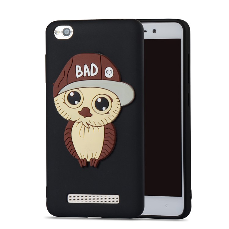 Cute 3D Owl with Cap Pattern TPU Case for Xiaomi Redmi 4a - Black-5