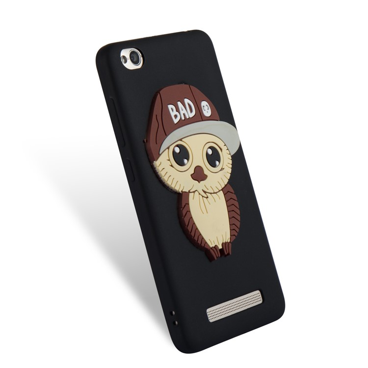 Cute 3D Owl with Cap Pattern TPU Case for Xiaomi Redmi 4a - Black-6