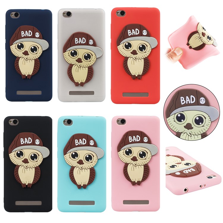 Cute 3D Owl with Cap Pattern TPU Case for Xiaomi Redmi 4a - Black-7