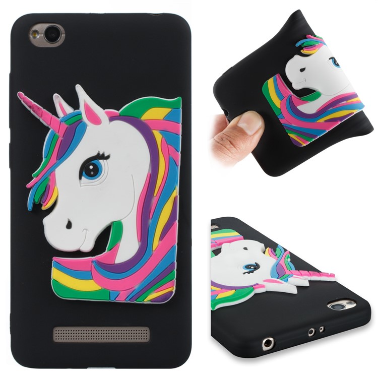 Lovely 3D Unicorn Soft TPU Mobile Cover for Xiaomi Redmi 4a - Black-1