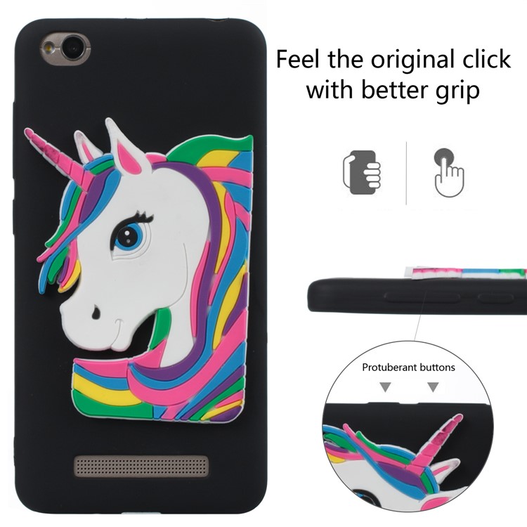 Lovely 3D Unicorn Soft TPU Mobile Cover for Xiaomi Redmi 4a - Black-3