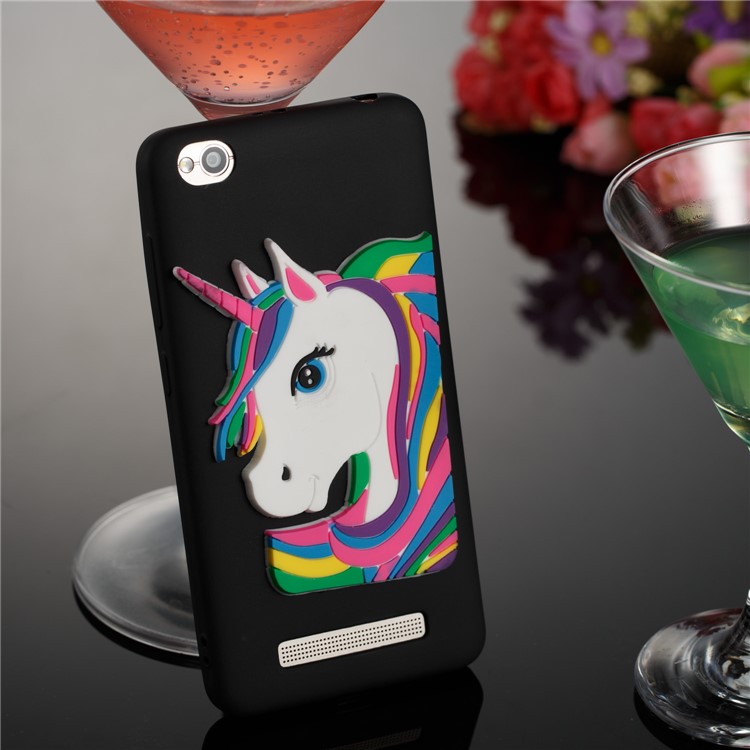 Lovely 3D Unicorn Soft TPU Mobile Cover for Xiaomi Redmi 4a - Black-4