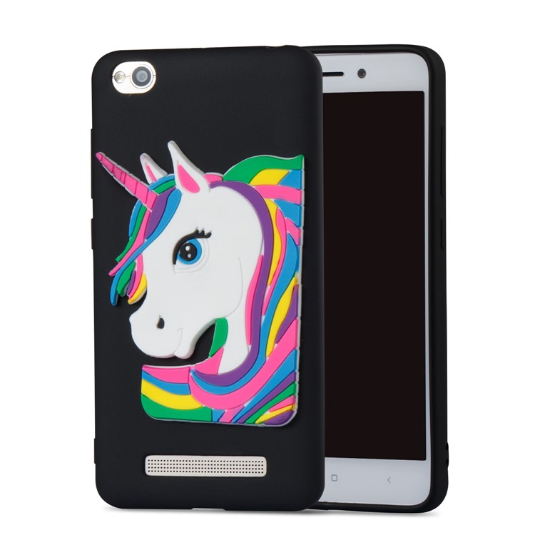Lovely 3D Unicorn Soft TPU Mobile Cover for Xiaomi Redmi 4a - Black-5