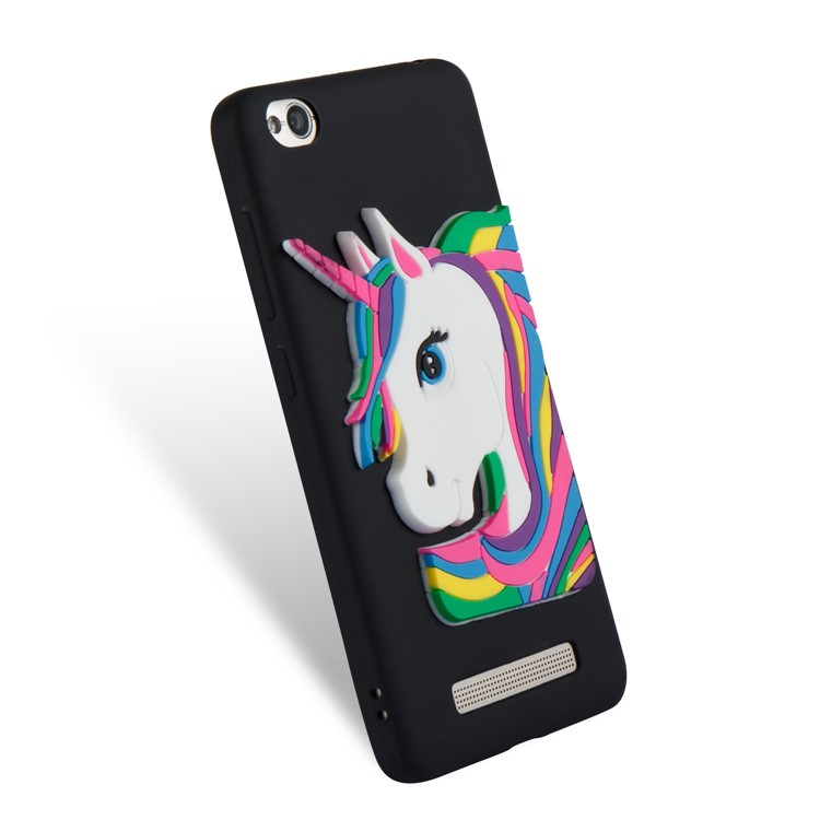Lovely 3D Unicorn Soft TPU Mobile Cover for Xiaomi Redmi 4a - Black-6
