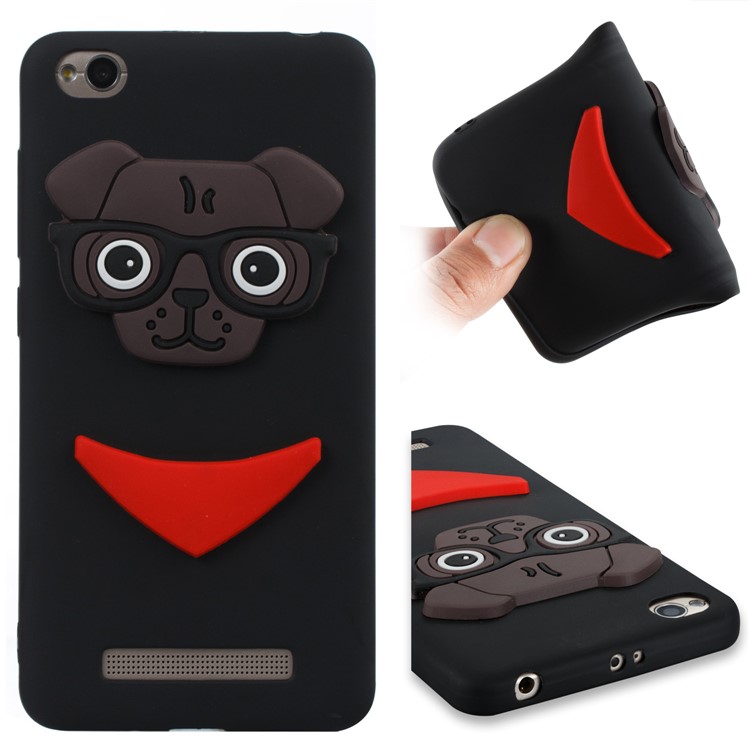 Cute 3D Puppy TPU Soft Phone Case for Xiaomi Redmi 4a - Black-1