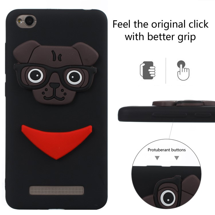 Cute 3D Puppy TPU Soft Phone Case for Xiaomi Redmi 4a - Black-3