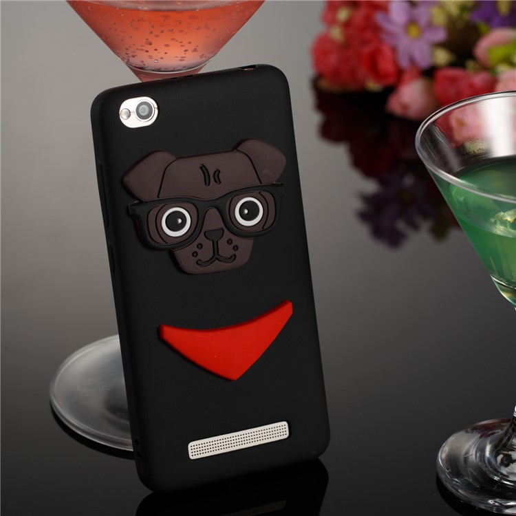 Cute 3D Puppy TPU Soft Phone Case for Xiaomi Redmi 4a - Black-4