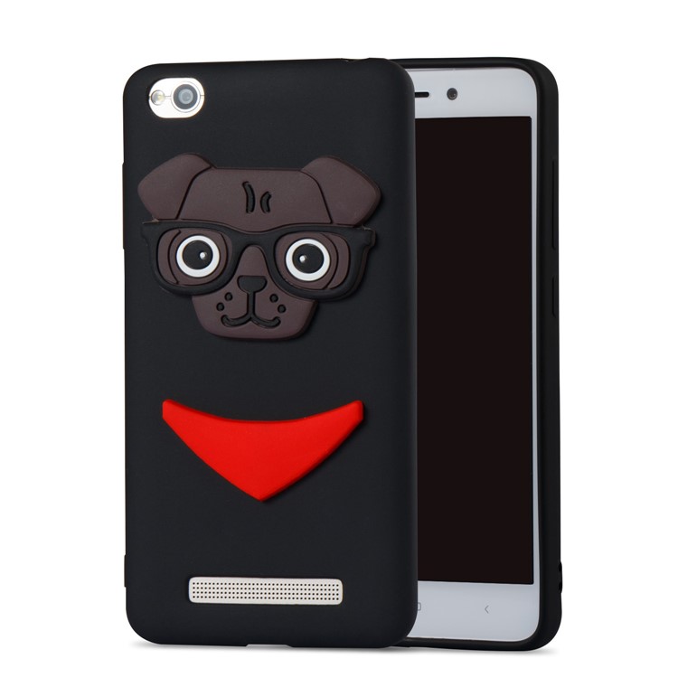Cute 3D Puppy TPU Soft Phone Case for Xiaomi Redmi 4a - Black-5