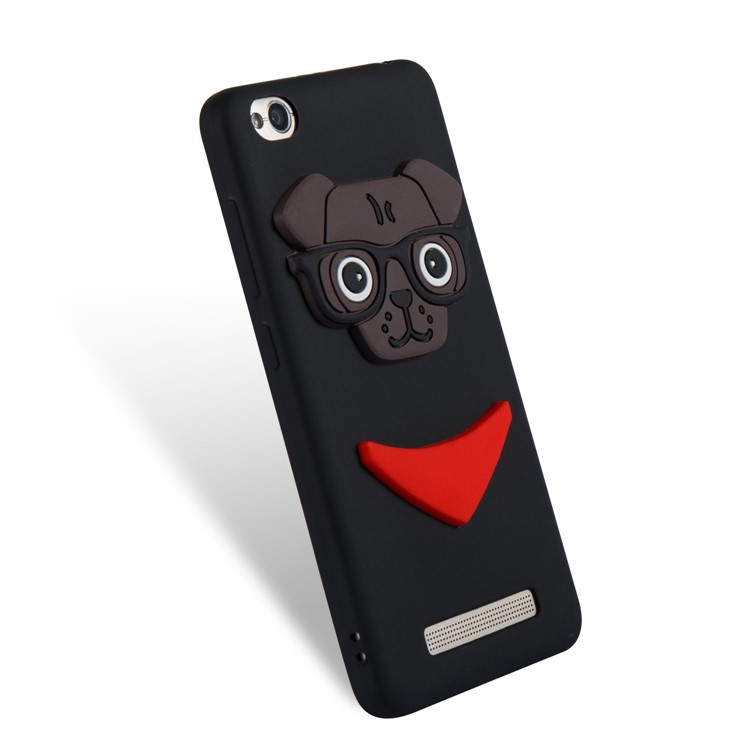 Cute 3D Puppy TPU Soft Phone Case for Xiaomi Redmi 4a - Black-6