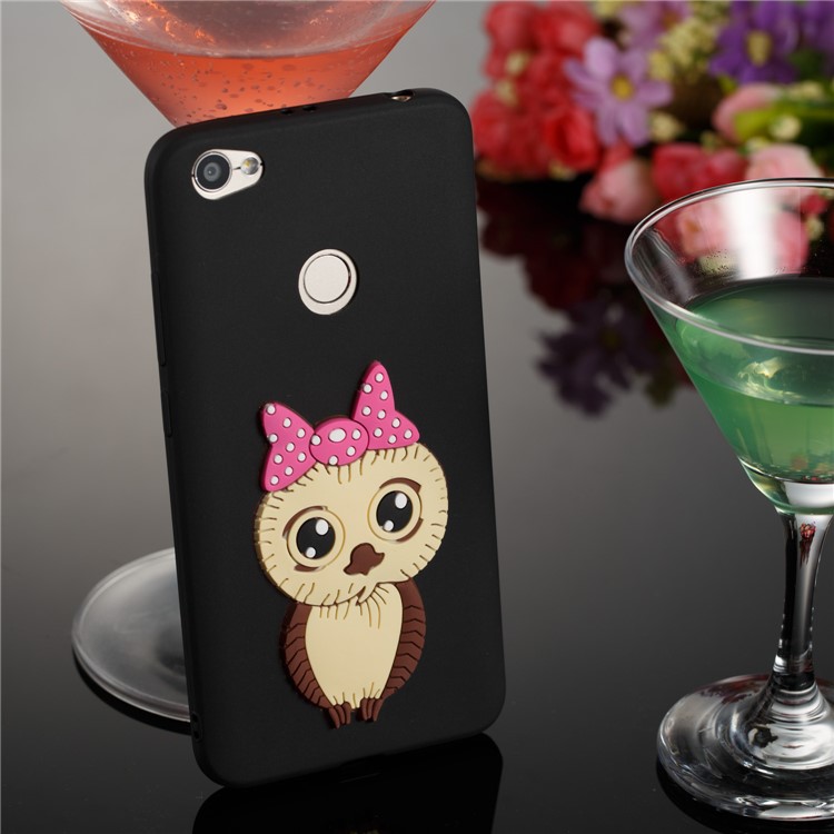 For Xiaomi Redmi Note 5A Prime / Redmi Y1 (India) Cute 3D Female Owl TPU Soft Case - Black-4