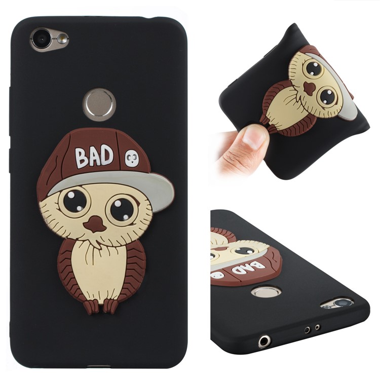 Cute 3D Male Owl TPU Soft Phone Case for Xiaomi Redmi Note 5A Prime / Redmi Y1 (India) - Black-1