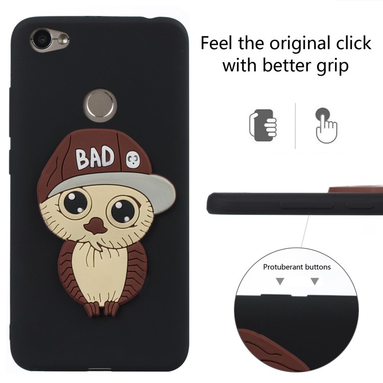 Cute 3D Male Owl TPU Soft Phone Case for Xiaomi Redmi Note 5A Prime / Redmi Y1 (India) - Black-3