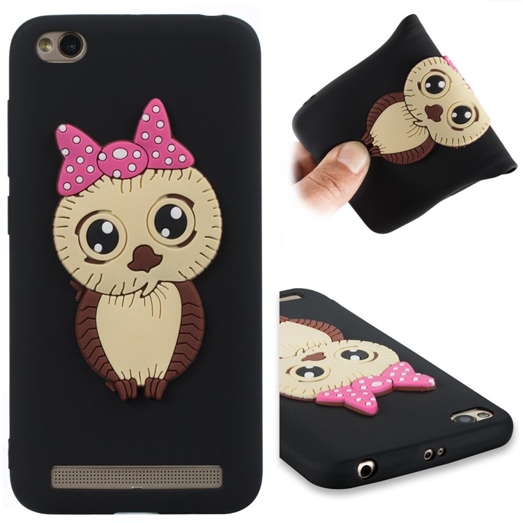 Cute 3D Female Owl TPU Soft Back Protection Cover for Xiaomi Redmi 5A - Black-1