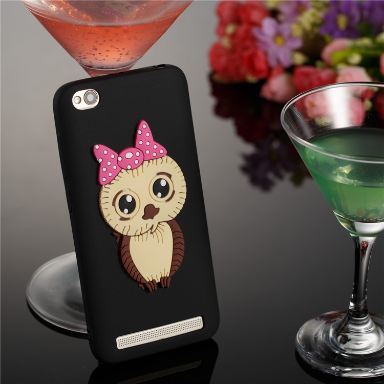 Cute 3D Female Owl TPU Soft Back Protection Cover for Xiaomi Redmi 5A - Black-4