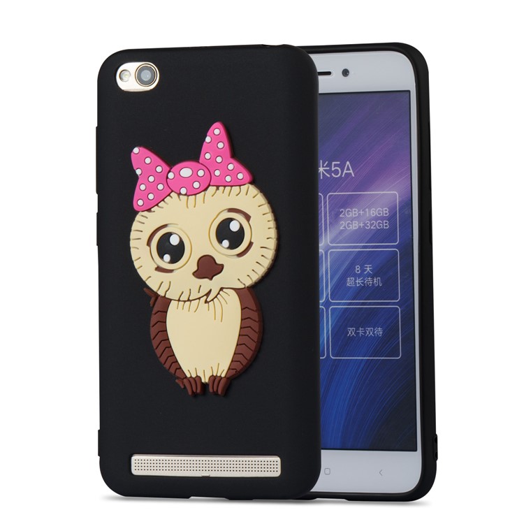Cute 3D Female Owl TPU Soft Back Protection Cover for Xiaomi Redmi 5A - Black-5