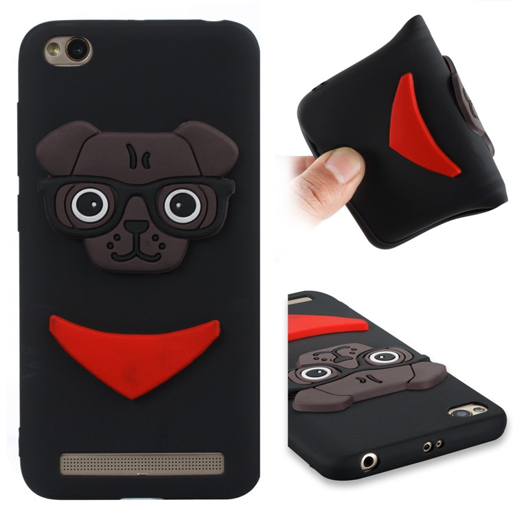 Lovely 3D Dog Pattern TPU Case for Xiaomi Redmi 5A - Black-1