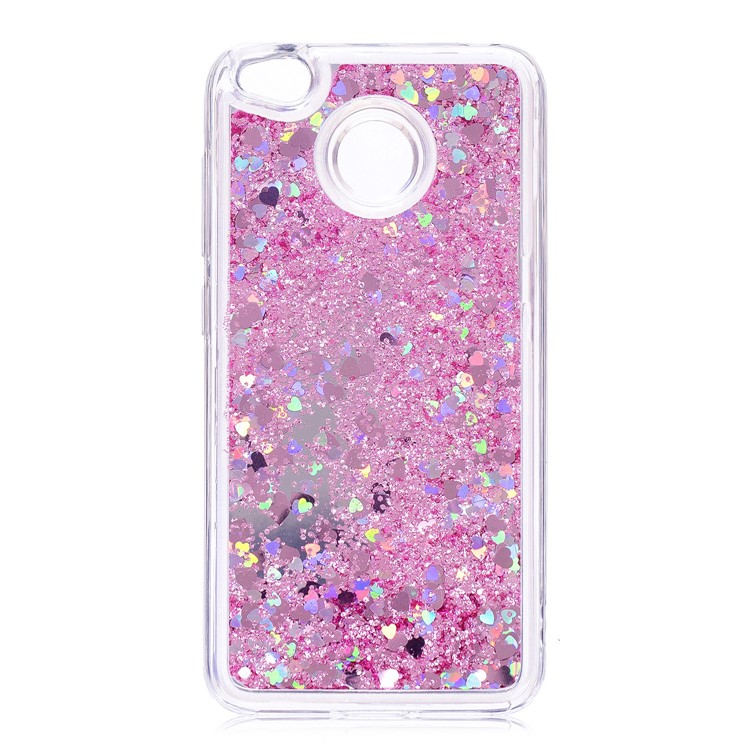 Floating Glitter Sequins Quicksand Mirror Surface TPU Back Phone Case for Xiaomi Redmi 4X - Pink-2