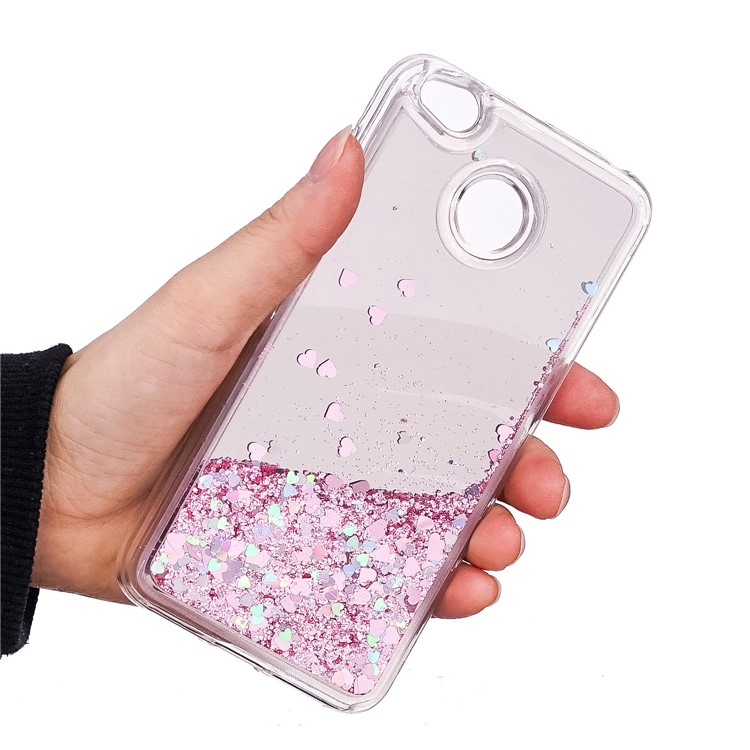Floating Glitter Sequins Quicksand Mirror Surface TPU Back Phone Case for Xiaomi Redmi 4X - Pink-5
