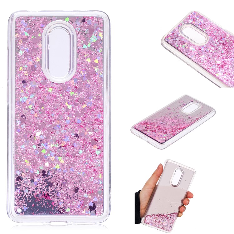 Dynamic Glitter Sequins Quicksand Mirror Surface TPU Mobile Phone Case for Xiaomi Redmi 5 - Pink-1