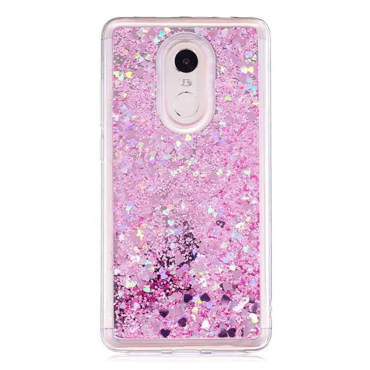 For Xiaomi Redmi Note 4 Floating Glitter Sequins Quicksand Mirror Surface TPU Mobile Case - Pink-2