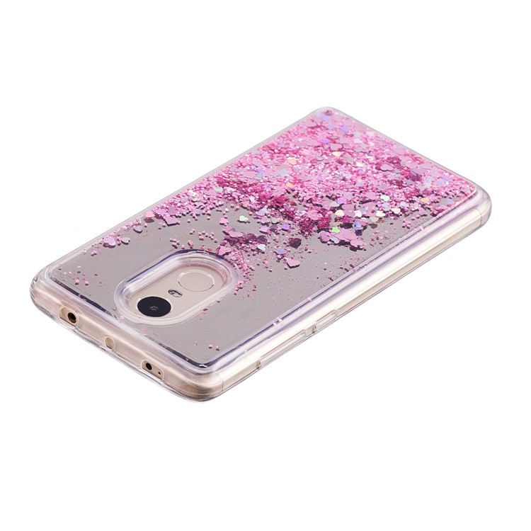 For Xiaomi Redmi Note 4 Floating Glitter Sequins Quicksand Mirror Surface TPU Mobile Case - Pink-4