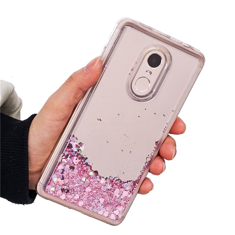 For Xiaomi Redmi Note 4 Floating Glitter Sequins Quicksand Mirror Surface TPU Mobile Case - Pink-5