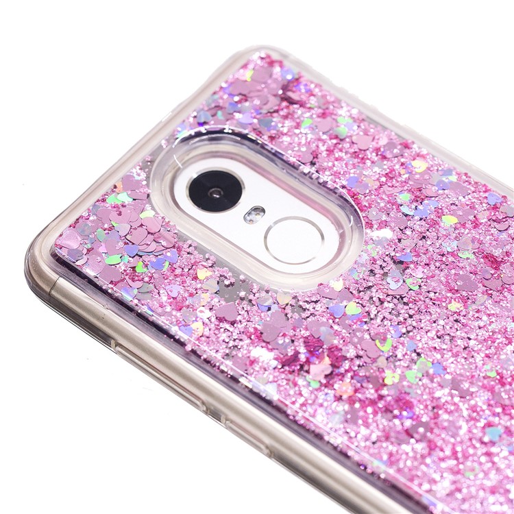 For Xiaomi Redmi Note 4 Floating Glitter Sequins Quicksand Mirror Surface TPU Mobile Case - Pink-6