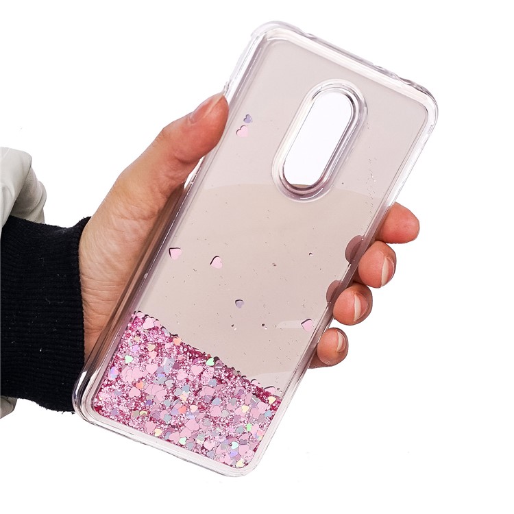 For Xiaomi Redmi Note 5 / Redmi 5 Plus Floating Glitter Sequins Quicksand Mirror Surface TPU Mobile Case - Pink-5