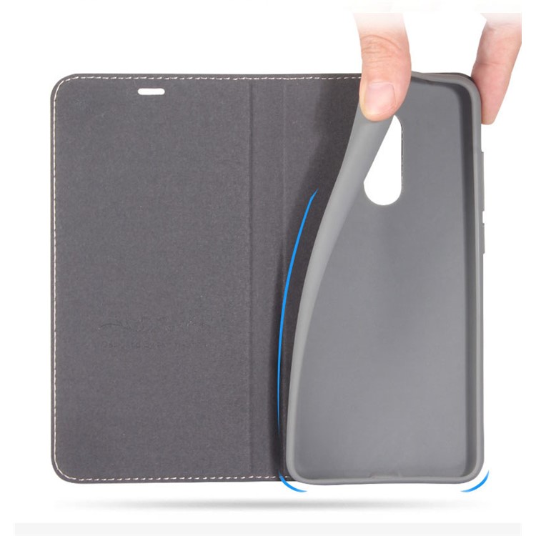 Business Style PU Leather Stand Cover for Xiaomi Redmi 5 - Brown-8