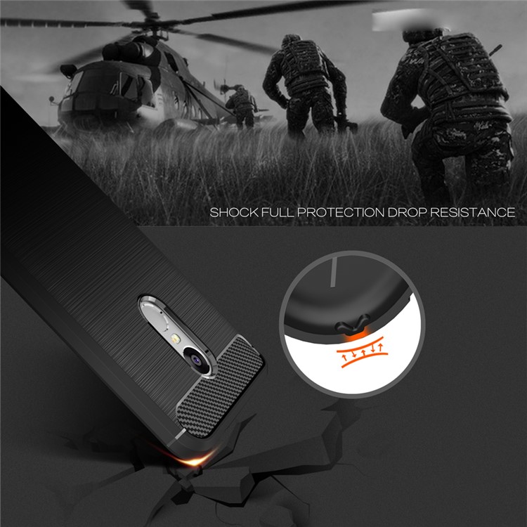 50PCS/Lot Carbon Fibre Brushed TPU Case for Xiaomi Redmi Note 4 - Black-5