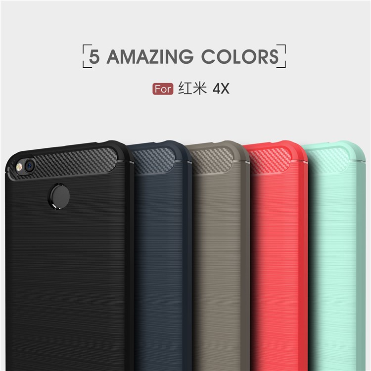 50PCS/Lot Carbon Fibre Brushed TPU Case for Xiaomi Redmi Note 4X - Black-11