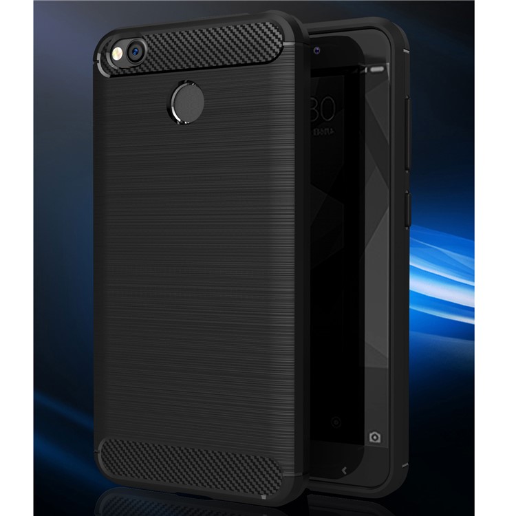 50PCS/Lot Carbon Fibre Brushed TPU Case for Xiaomi Redmi Note 4X - Black-2