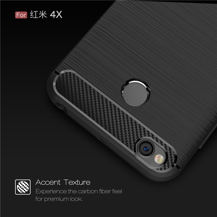 50PCS/Lot Carbon Fibre Brushed TPU Case for Xiaomi Redmi Note 4X - Black-4