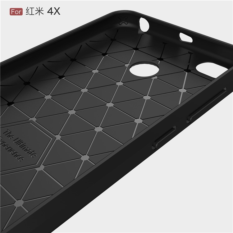 50PCS/Lot Carbon Fibre Brushed TPU Case for Xiaomi Redmi Note 4X - Black-5