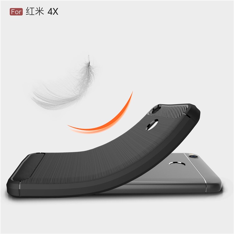 50PCS/Lot Carbon Fibre Brushed TPU Case for Xiaomi Redmi Note 4X - Black-7