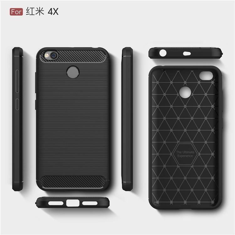 50PCS/Lot Carbon Fibre Brushed TPU Case for Xiaomi Redmi Note 4X - Black-9