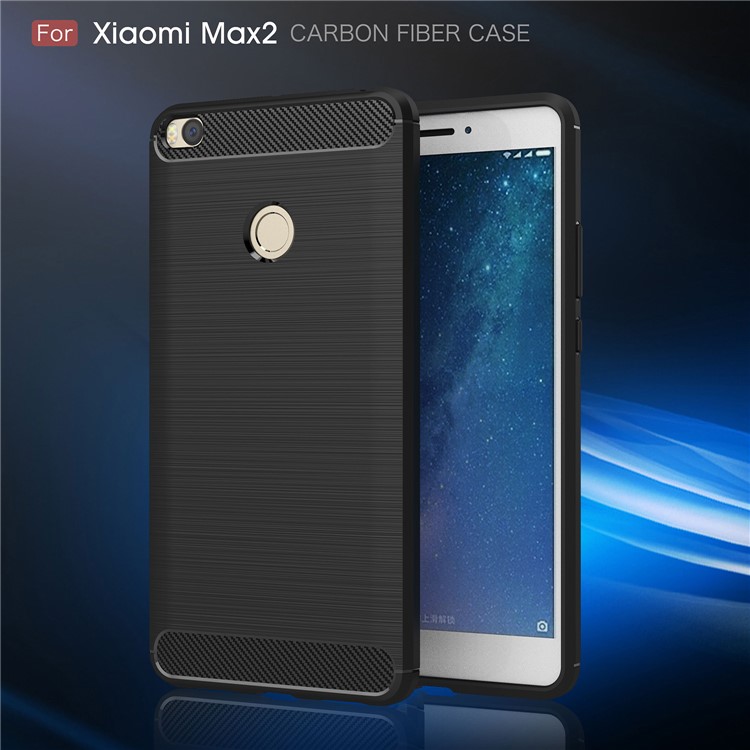50Pcs/Set Carbon Fiber Texture Brushed TPU Back Case for Xiaomi Mi Max 2 - Black-2