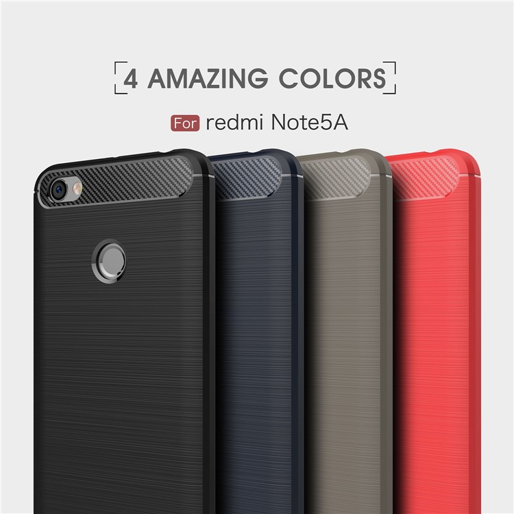 50PCS/Lot Carbon Fibre Brushed TPU Case for Xiaomi Redmi Note 5A Prime / Y1 (India) - Black-11