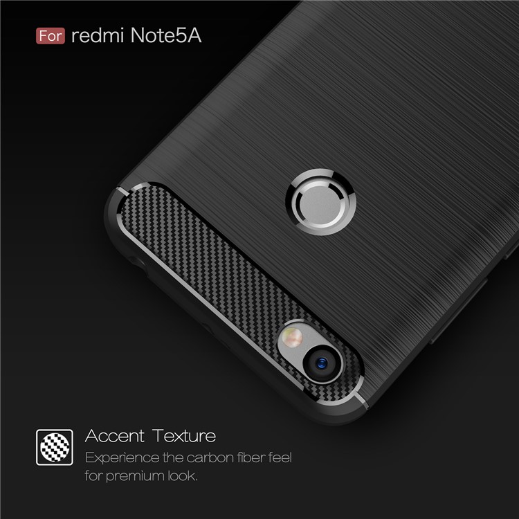 50PCS/Lot Carbon Fibre Brushed TPU Case for Xiaomi Redmi Note 5A Prime / Y1 (India) - Black-4
