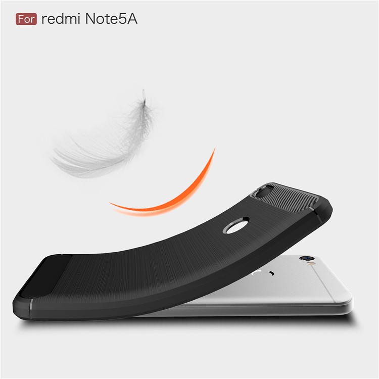 50PCS/Lot Carbon Fibre Brushed TPU Case for Xiaomi Redmi Note 5A Prime / Y1 (India) - Black-7