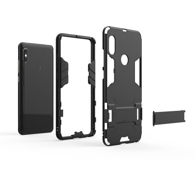 Shockproof PC + TPU Hybrid Kickstand Phone Case for Xiaomi Redmi Note 5 Pro (Dual Camera) / Redmi Note 5 (China) - Black-7