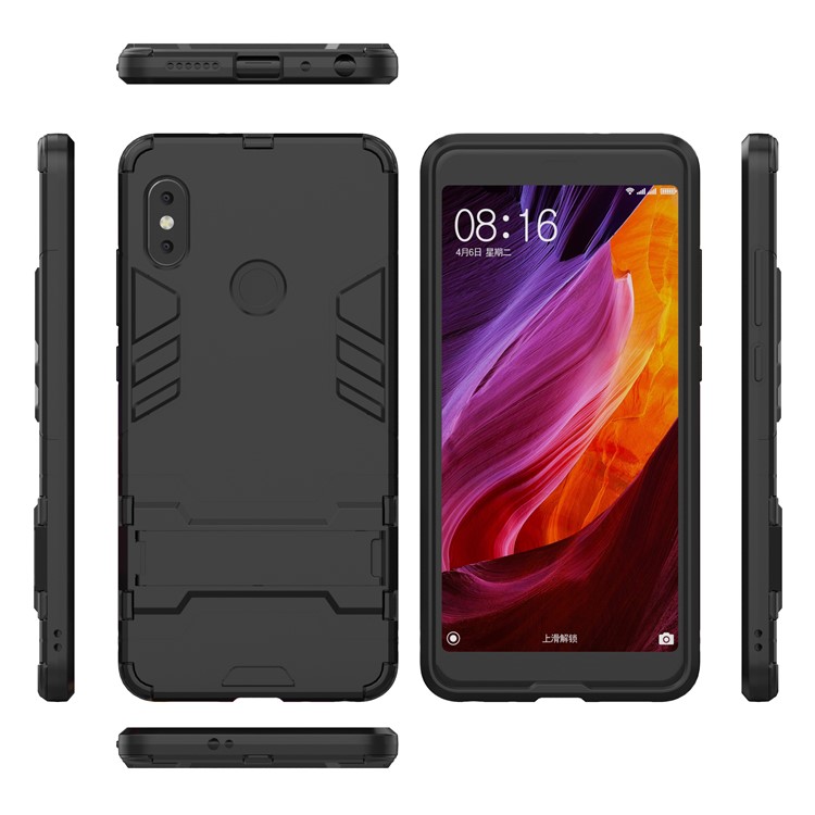 Shockproof PC + TPU Hybrid Kickstand Phone Case for Xiaomi Redmi Note 5 Pro (Dual Camera) / Redmi Note 5 (China) - Black-8