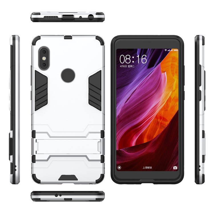 Shockproof PC + TPU Hybrid Kickstand Cover for Xiaomi Redmi Note 5 Pro (Dual Camera) / Redmi Note 5 (China) - White-4