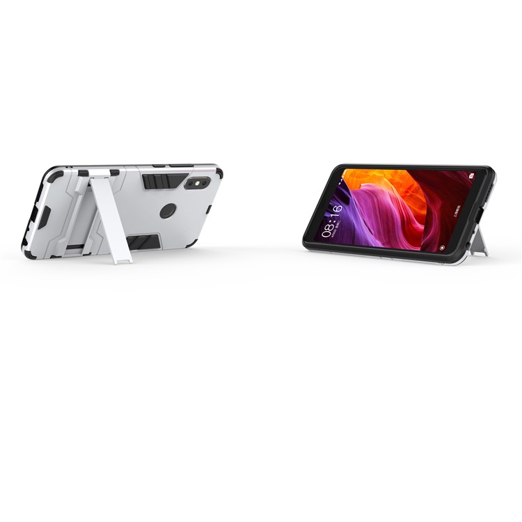 Shockproof PC + TPU Hybrid Kickstand Cover for Xiaomi Redmi Note 5 Pro (Dual Camera) / Redmi Note 5 (China) - White-5