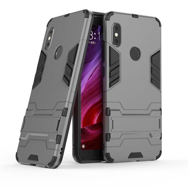 Shockproof PC + TPU Combo Kickstand Case Shell for Xiaomi Redmi Note 5 Pro (Dual Camera) / Redmi Note 5 (China) - Grey-1
