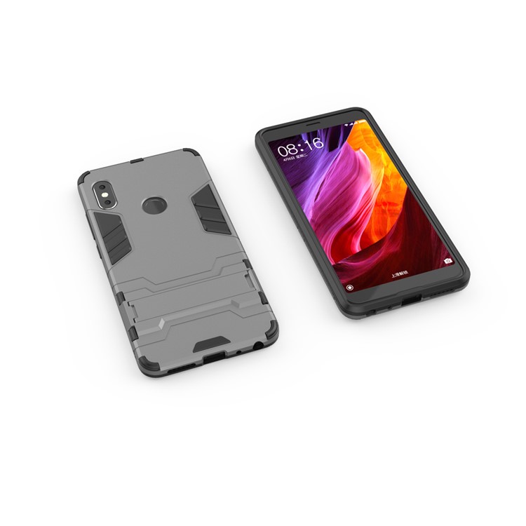 Shockproof PC + TPU Combo Kickstand Case Shell for Xiaomi Redmi Note 5 Pro (Dual Camera) / Redmi Note 5 (China) - Grey-3