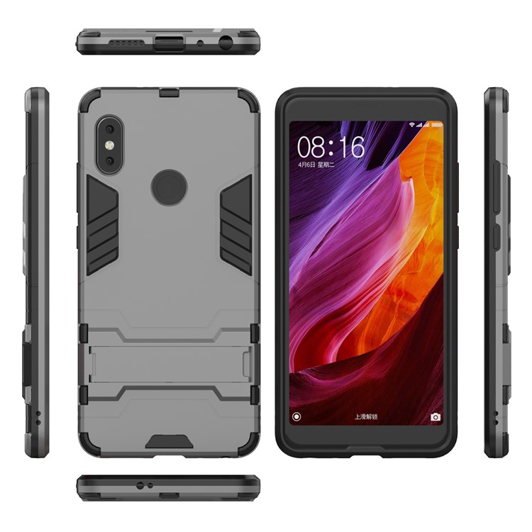 Shockproof PC + TPU Combo Kickstand Case Shell for Xiaomi Redmi Note 5 Pro (Dual Camera) / Redmi Note 5 (China) - Grey-4