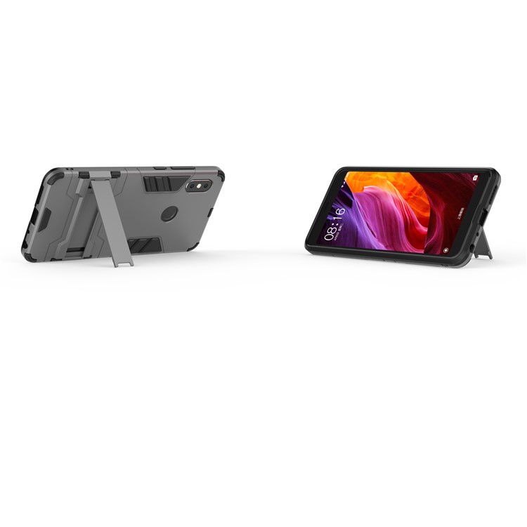 Shockproof PC + TPU Combo Kickstand Case Shell for Xiaomi Redmi Note 5 Pro (Dual Camera) / Redmi Note 5 (China) - Grey-5