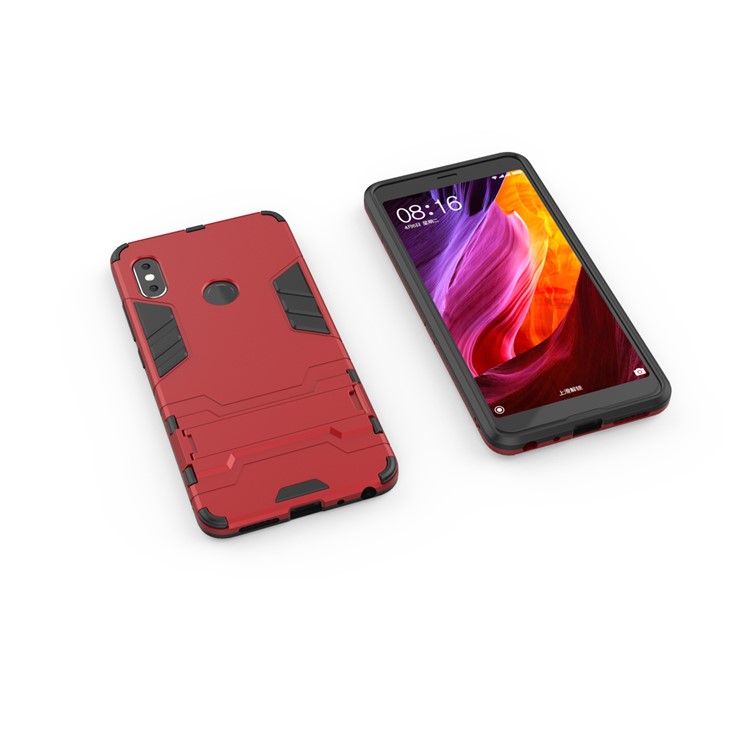 Shockproof PC + TPU Hybrid Kickstand Mobile Back Case for Xiaomi Redmi Note 5 Pro (Dual Camera) / Redmi Note 5 (China) - Red-3